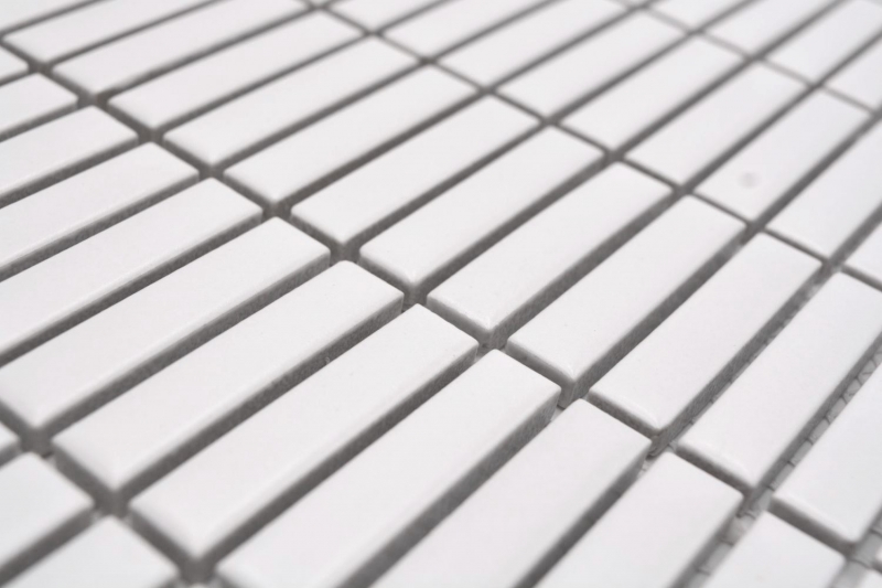 Mosaïque céramique blanche mate aspect bambou Carreau de cuisine Miroir de salle de bain Paroi de douche MOS24-BM9_f