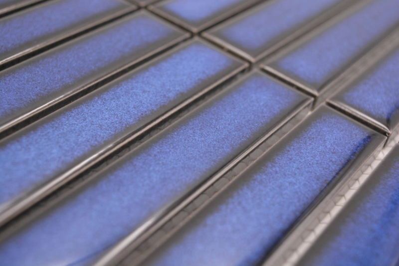 Mosaïque céramique bleu cobalt brillant aspect baguettes Carreau de cuisine Miroir de salle de bain Mur de douche MOS24-S40_f
