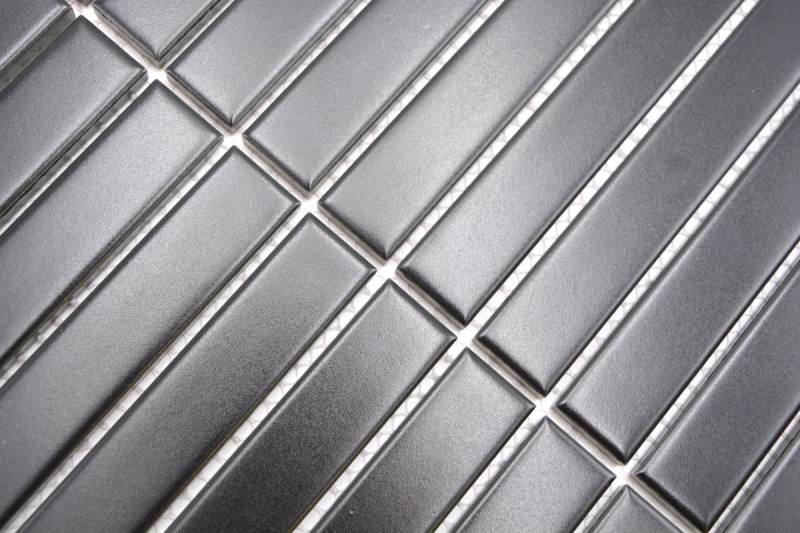 Mosaïque céramique noire mate aspect bâtonnets Carreau de cuisine Miroir de salle de bain Paroi de douche MOS24-S60_f