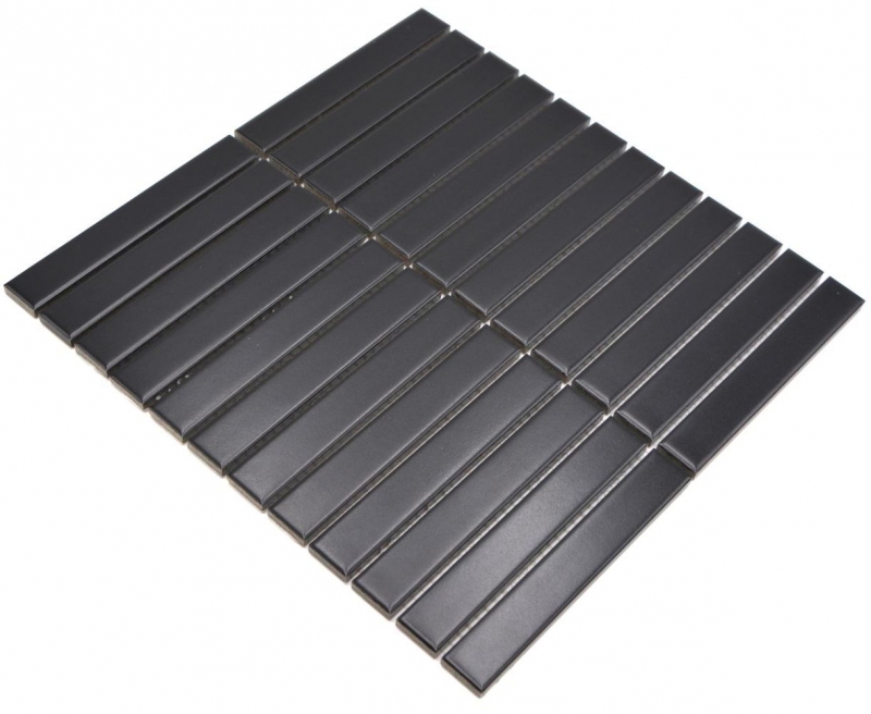 Mosaïque céramique noire mate aspect bâtonnets Carreau de cuisine Miroir de salle de bain Paroi de douche MOS24-S60_f
