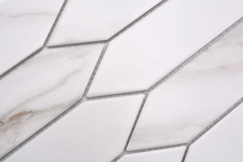 Mosaïque céramique blanche mate aspect pierre Carreau de cuisine Miroir de salle de bain Paroi de douche MOS13-L1112_f