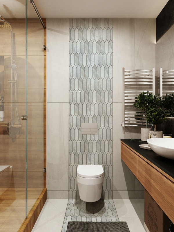 Mosaïque céramique gris clair mat aspect pierre Carreau de cuisine Miroir de salle de bain Paroi de douche MOS13-L0206_f