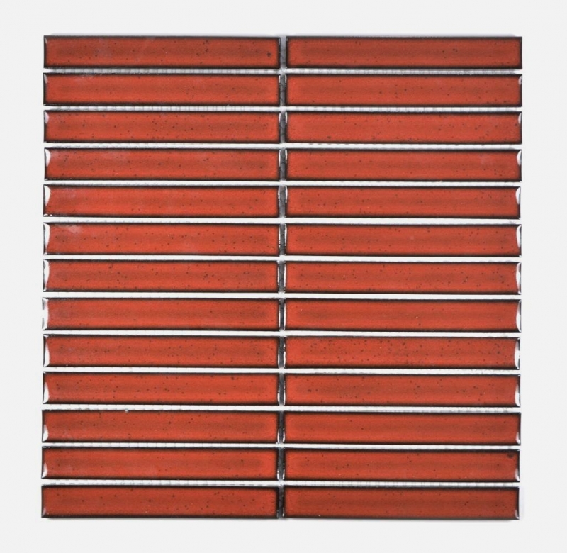 Mosaïque céramique rouge brillant aspect bâtonnets Carreau de cuisine Miroir de salle de bain Paroi de douche MOS24-CS56_f