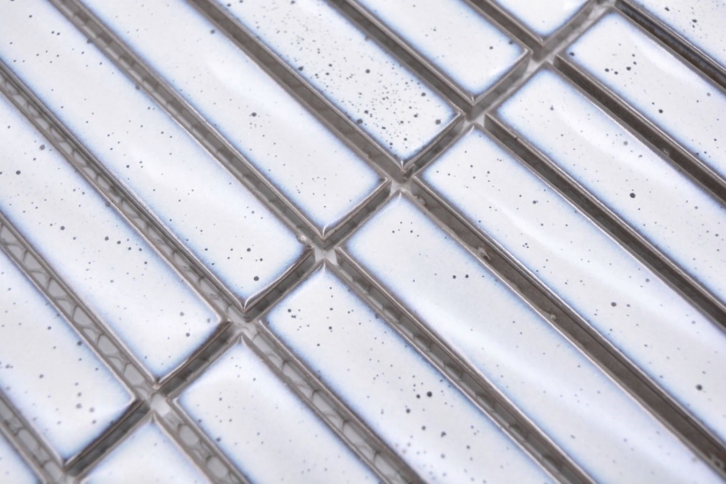 Mosaïque céramique blanche brillante aspect baguettes Carreau de cuisine Miroir de salle de bain Paroi de douche MOS24-CS66_f
