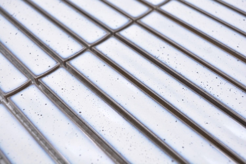 Mosaïque céramique blanche brillante aspect baguettes Carreau de cuisine Miroir de salle de bain Paroi de douche MOS24-CS66_f