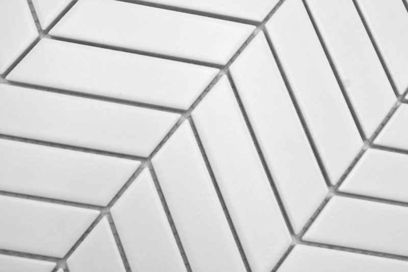 Mosaïque céramique blanche mate aspect flèche Carreau de cuisine Miroir de salle de bain Paroi de douche MOS24-EV21_f
