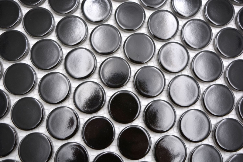 Mosaïque céramique noire brillante aspect rond Carreau de mosaïque mur de cuisine miroir salle de bain mur de douche MOS10-0300GR_f