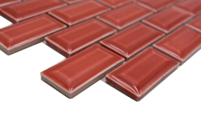 Mosaïque céramique rouge brillant aspect métro Carreau de mosaïque mur de cuisine miroir salle de bain mur de douche MOS26-0912