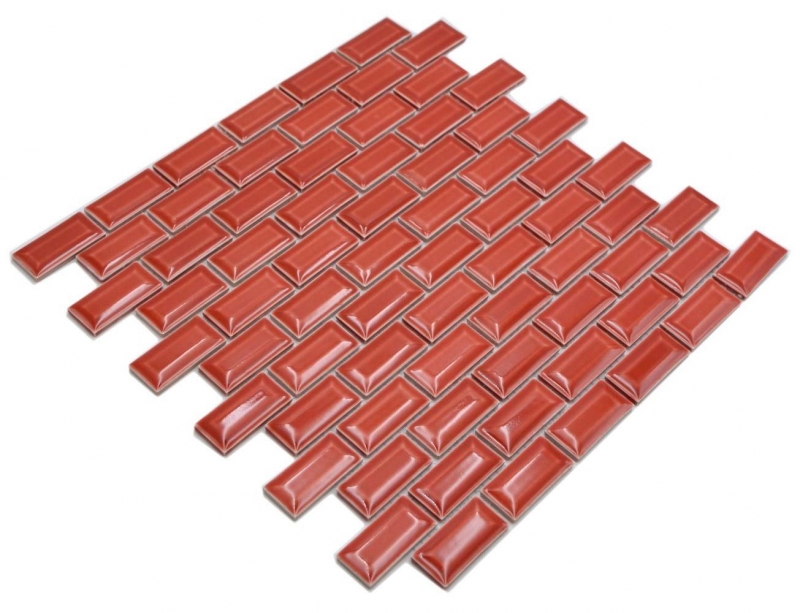 Mosaïque céramique rouge brillant aspect métro Carreau de mosaïque mur de cuisine miroir salle de bain mur de douche MOS26-0912
