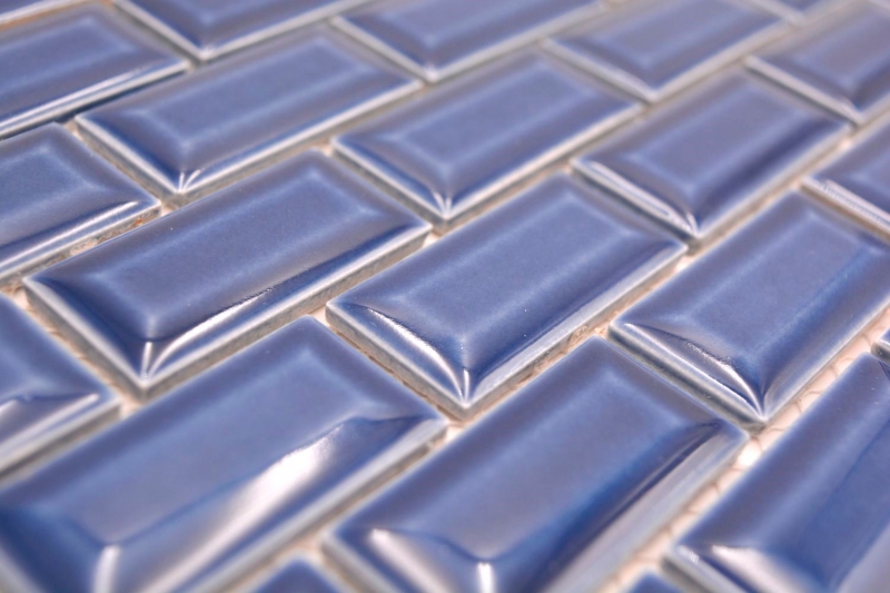Mosaïque céramique bleu koblat brillant aspect métro Carreau de cuisine Miroir de salle de bain Mur de douche MOS26-0414_f