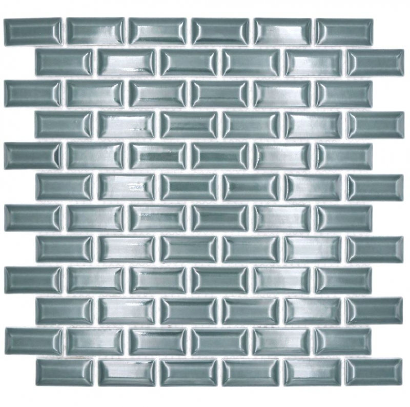 Mosaïque céramique vert foncé brillant aspect métro Carreau de mosaïque cuisine Miroir de salle de bain Paroi de douche MOS26-0616_f