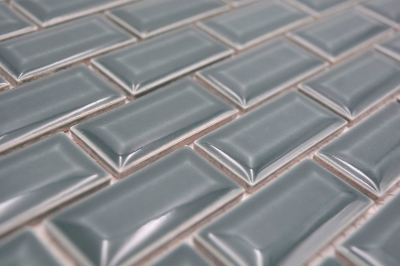 Mosaïque céramique vert foncé brillant aspect métro Carreau de mosaïque cuisine Miroir de salle de bain Paroi de douche MOS26-0616_f