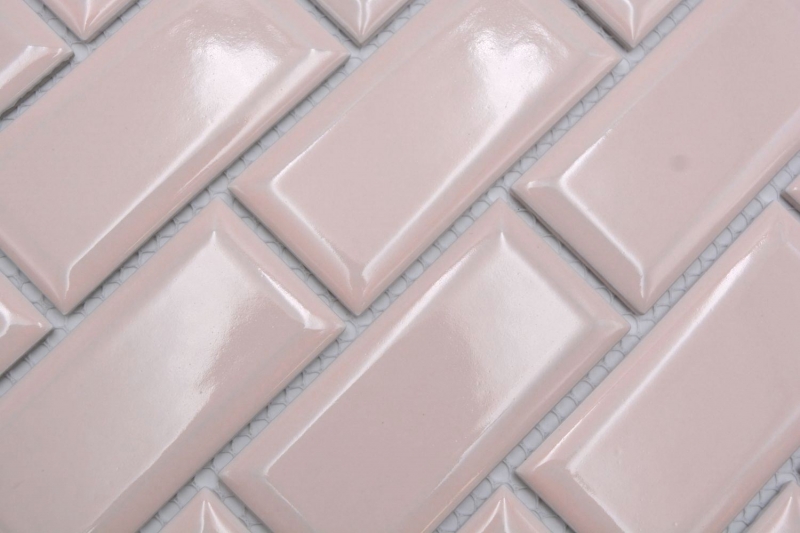 Mosaïque céramique rose pâle brillant aspect métro Carreau de cuisine Miroir de salle de bain Paroi de douche MOS24-11T_f