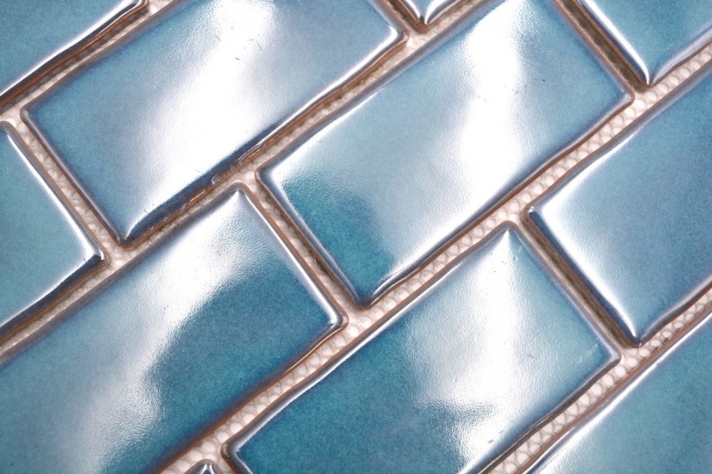 Mosaïque céramique bleue brillante aspect maçonnerie Carreau de cuisine Miroir de salle de bain Paroi de douche MOS26-612_f