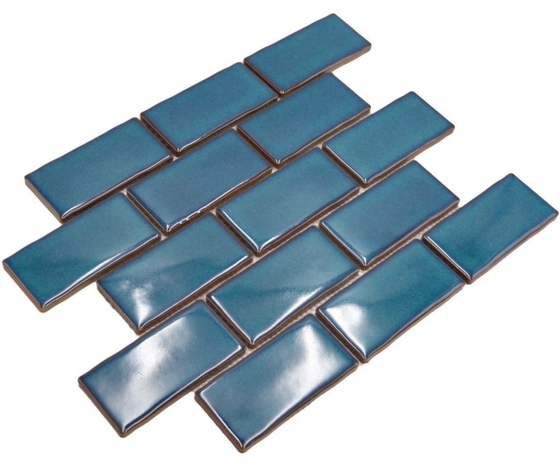 Mosaïque céramique bleue brillante aspect maçonnerie Carreau de cuisine Miroir de salle de bain Paroi de douche MOS26-612_f