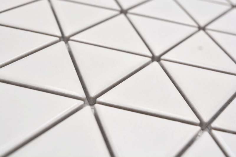 Mosaïque céramique blanche mate aspect triangulaire Carreau de cuisine Miroir de salle de bain Paroi de douche MOS13-t41_f