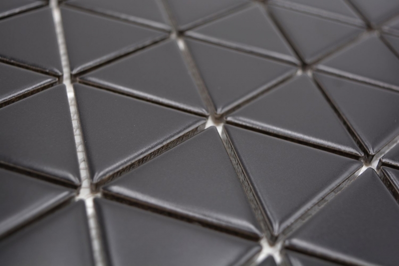 Mosaïque céramique noire mate aspect triangulaire Carreau de cuisine Miroir de salle de bain Paroi de douche MOS13-t49_f
