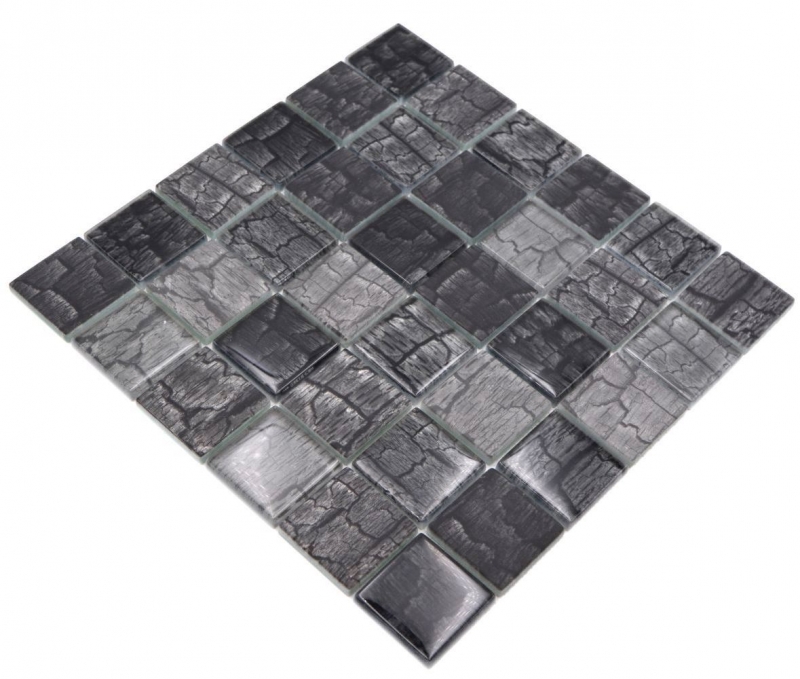 Carreau de mosaïque Mosaïque de verre mix vert/pétrole brillant aspect floral Carreau de mosaïque mur de cuisine miroir salle de bain mur de douche MOS88-88P_f