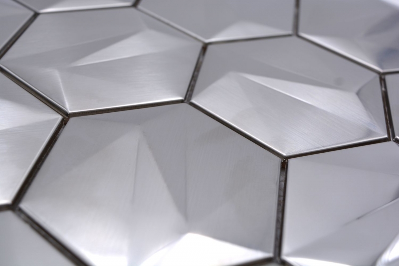 Mosaïque métallique titane brillant/mat aspect hexagonal carreau de mosaïque cuisine miroir salle de bain mur douche MOS128-SB_f