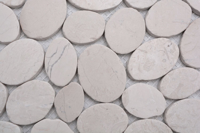 Mosaïque de pierre naturelle Carreaux mix blanc/bleu/orange/gris mat aspect galet Carreau de mosaïque Mur de cuisine Miroir de salle de bain Mur de douche MOS30-0101_f