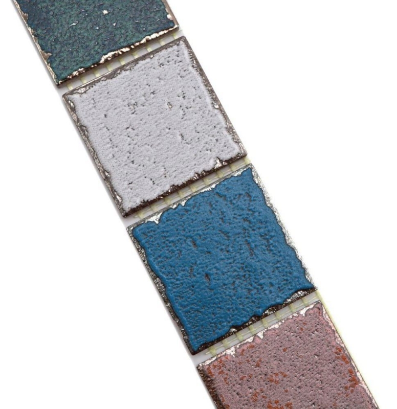 Bordure Borde Mosaïque multicolore mat aspect rétro Carreau de cuisine Miroir de salle de bain Mur de douche MOS24BOR-1234_f