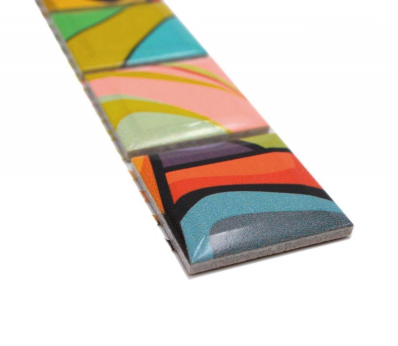 Bordure Borde Mosaïque multicolore multicolore brillant aspect pop art Mosaïque mur cuisine carrelage salle de bain mur douche MOS14BOR-1605_f