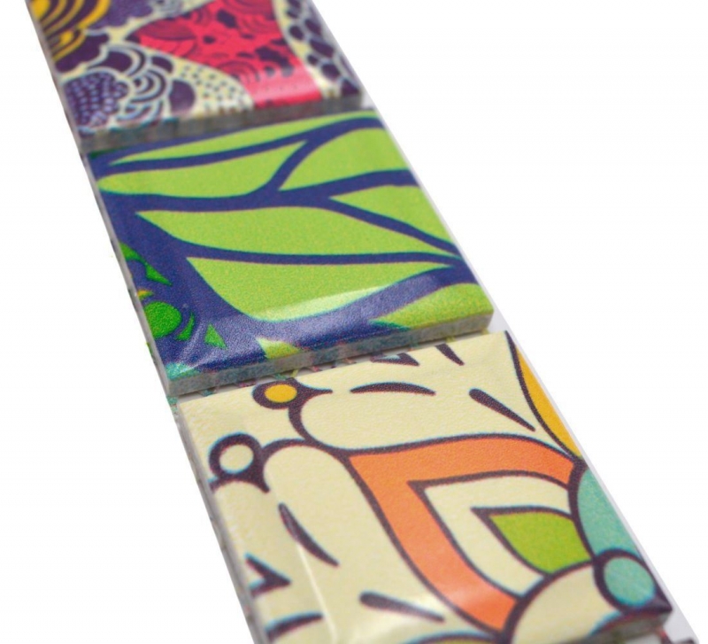 Bordure Borde Mosaïque multicolore multicolore brillant aspect pop art Mosaïque mur cuisine carrelage salle de bain mur douche MOS14BOR-1606_f