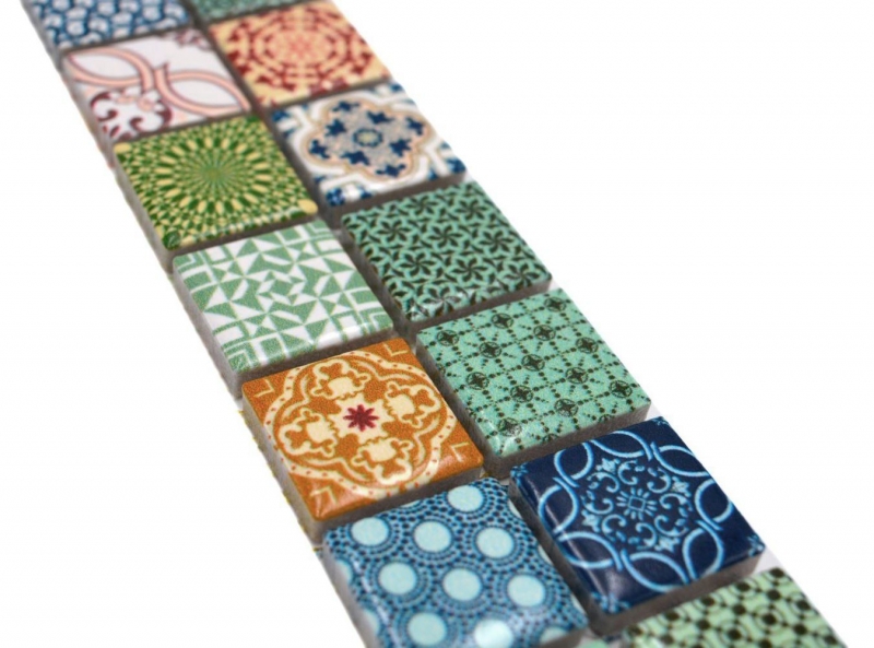 Bordure Borde Mosaïque multicolore multicolore mat aspect rétro Carreau de cuisine Miroir de salle de bain Paroi de douche MOS18DBOR-1616_f