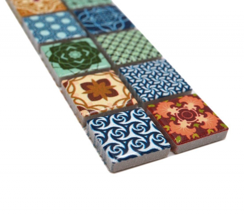 Bordure Borde Mosaïque multicolore multicolore mat aspect rétro Carreau de cuisine Miroir de salle de bain Paroi de douche MOS18DBOR-1616_f