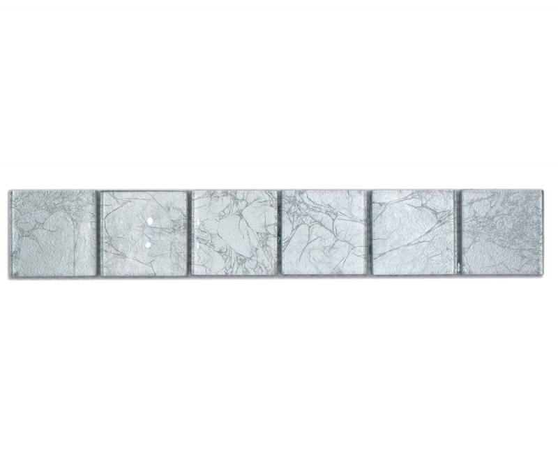Bordure Borde Mosaïque argentée brillante Carreau de cuisine Miroir de salle de bain Paroi de douche MOS123BOR-8SB26_f