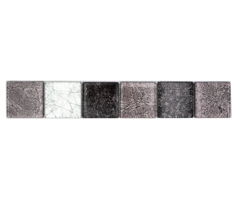 Bordure Borde Mosaik mix argent/ noir brillant Carreau de mosaïque Mur de cuisine Miroir de salle de bain Mur de douche MOS126BOR-1784_f