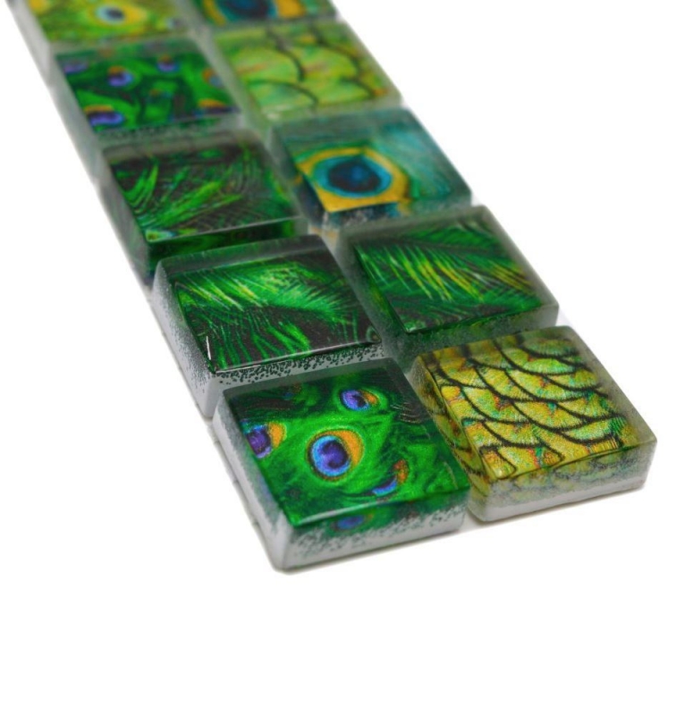 Bordure Borde Mosaïque vert brillant aspect vie sauvage carreau de mosaïque mur cuisine carrelage salle de bain mur douche MOS68BOR-WL84_f