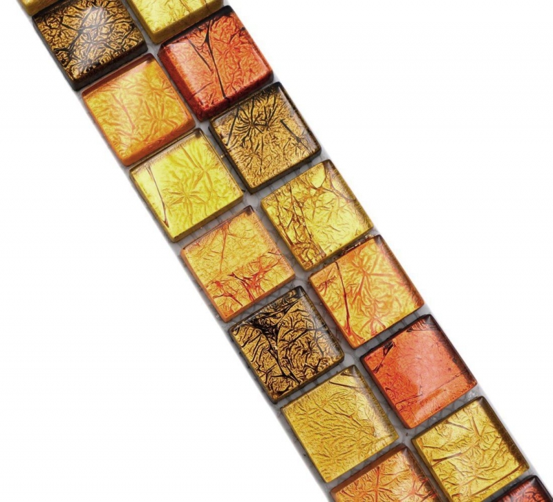 Bordure Borde Mosaïque mix or/orange/brun brillant Carreau de mosaïque mur cuisine Carrelage salle de bain Paroi de douche MOS120BOR-07814_f