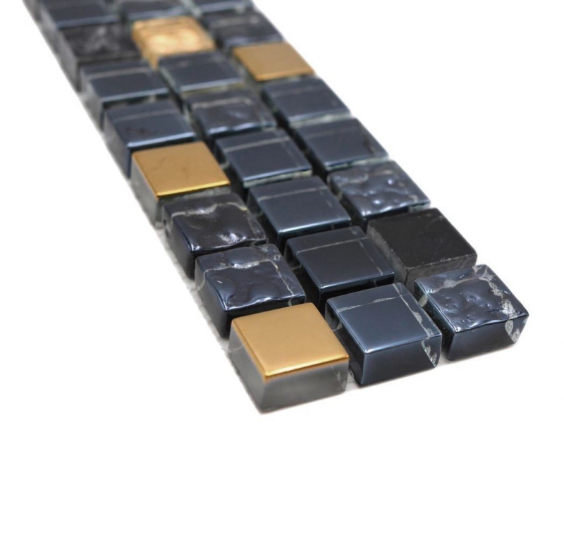 Bordures Mosaïque noir avec or brillant Mosaïque mur cuisine Miroir salle de bain MOS92BOR-650_f