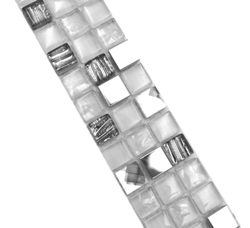 Bordure Borde Mosaik mix blanc brillant Carreau de mosaïque mur de cuisine Miroir de salle de bain Mur de douche MOS92BOR-0107_f