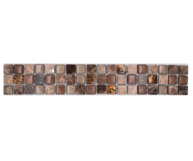 Bordure Borde Mosaïque mix beige/brun brillant Carreau de mosaïque mur de cuisine Miroir de salle de bain Mur de douche MOS92BOR-1303_f