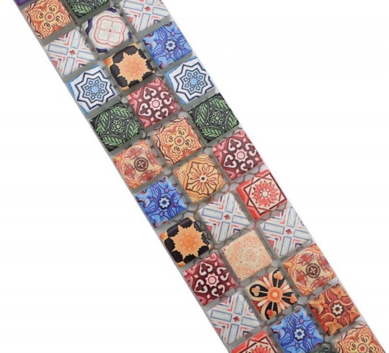 Bordure Borde Mosaïque multicolore mat aspect rétro Carreau de cuisine Miroir de salle de bain Paroi de douche MOS78BOR-RB83_f