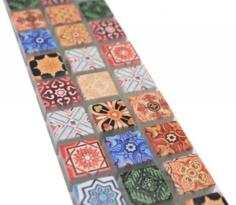 Bordure Borde Mosaïque multicolore mat aspect rétro Carreau de cuisine Miroir de salle de bain Paroi de douche MOS78BOR-RB83_f