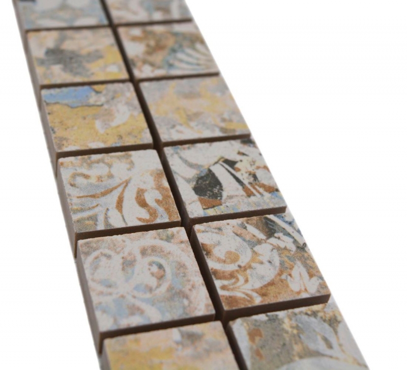 Bordure Borde Mosaïque mix léger multicolore mat aspect moquette carreau de mosaïque mur cuisine carrelage salle de bain mur douche MOS18BOR-25CS_f