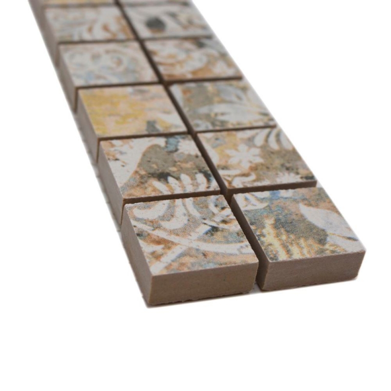 Bordure Borde Mosaïque mix léger multicolore mat aspect moquette carreau de mosaïque mur cuisine carrelage salle de bain mur douche MOS18BOR-25CS_f