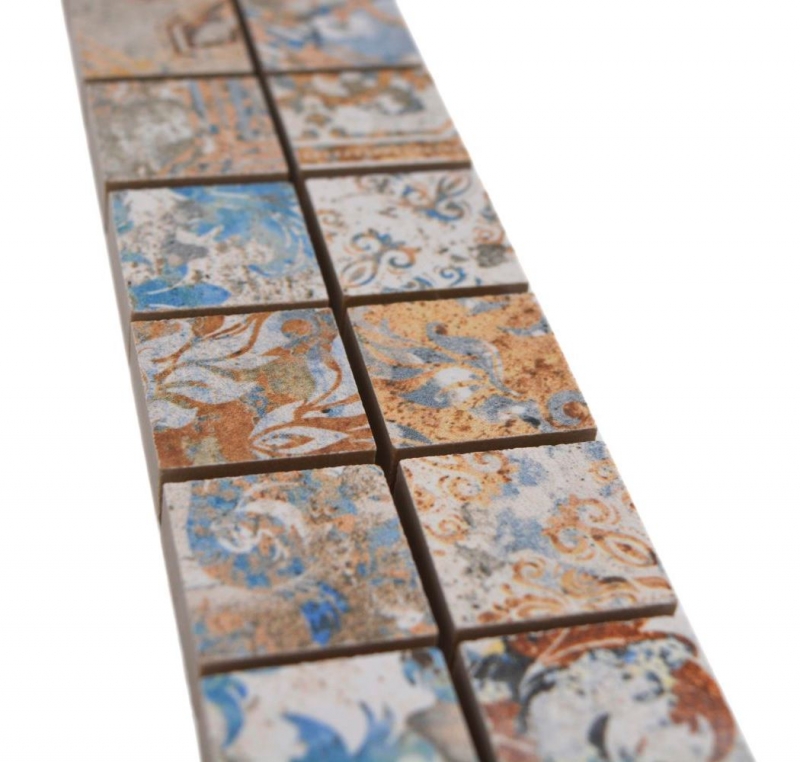 Bordure Borde Mosaïque mix fort multicolore mat aspect moquette carreau de mosaïque mur cuisine carrelage salle de bain mur douche MOS18BOR-25CV_f