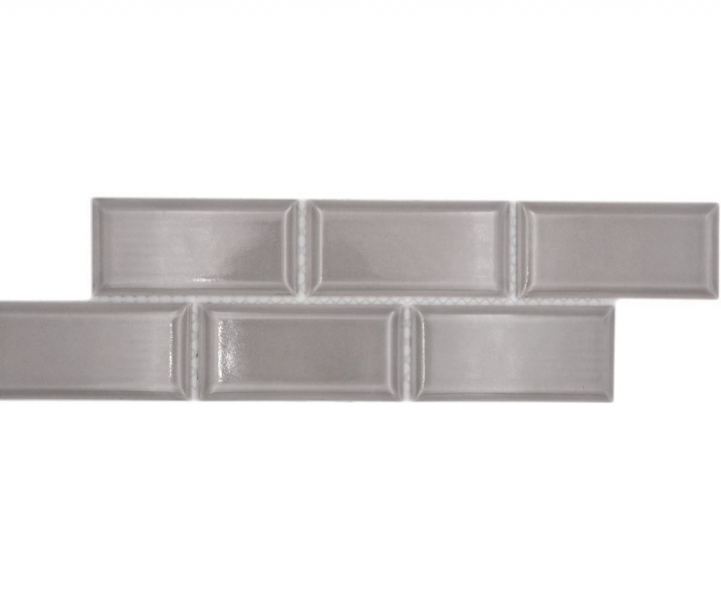 Bordure Borde Mosaïque gris brillant aspect métro Carreau de cuisine Miroir de salle de bain Paroi de douche MOS26BORM-0202_f
