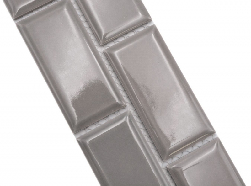 Bordure Borde Mosaïque gris brillant aspect métro Carreau de cuisine Miroir de salle de bain Paroi de douche MOS26BORM-0202_f