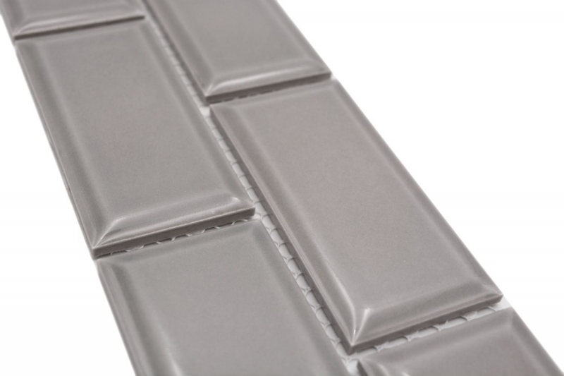 Bordure Borde Mosaïque gris brillant aspect métro Carreau de cuisine Miroir de salle de bain Paroi de douche MOS26BORM-0202_f
