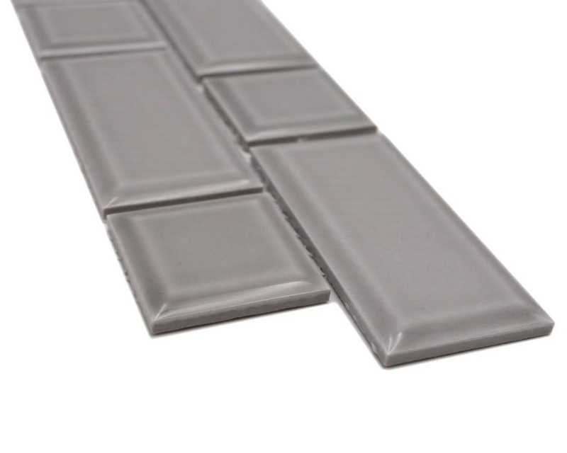 Bordure Borde Mosaïque gris brillant aspect métro Carreau de cuisine Miroir de salle de bain Paroi de douche MOS26BORWM-0202_f