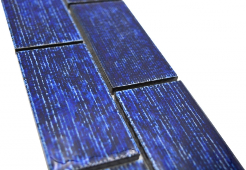 Bordure Borde Mosaïque bleu brillant aspect composite Carreau de cuisine Miroir de salle de bain Paroi de douche MOS26BOR-KAS6_f
