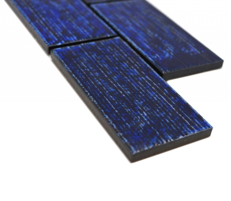 Bordure Borde Mosaïque bleu brillant aspect composite Carreau de cuisine Miroir de salle de bain Paroi de douche MOS26BOR-KAS6_f
