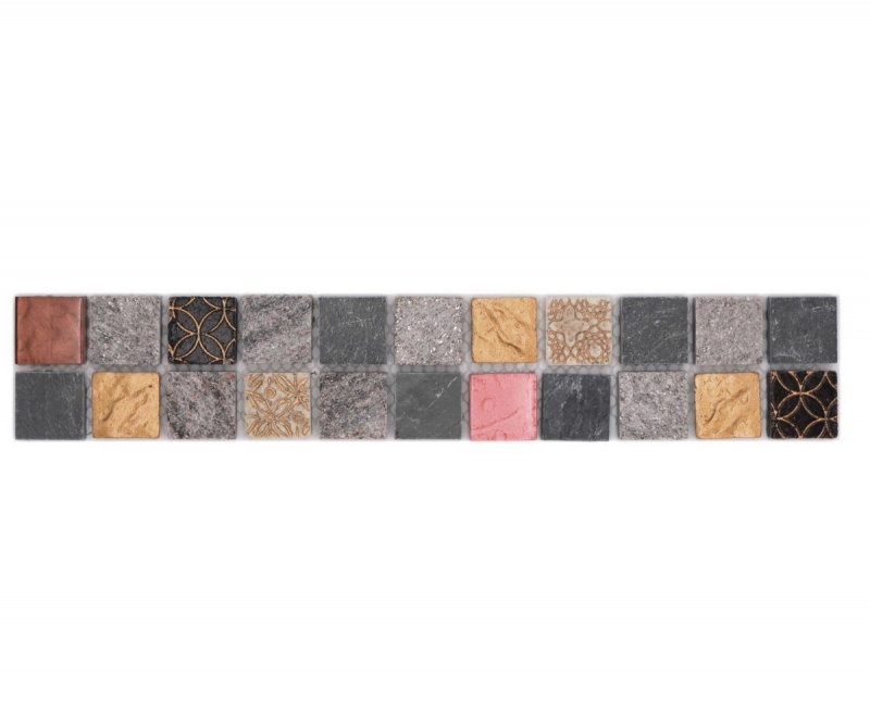 Bordure Borde Mosaïque mix gris/noir brillant aspect rétro Carreau de cuisine Miroir de salle de bain MOS83BOR-0207_f