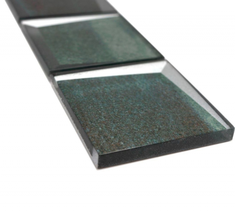 Bordure Borde Mosaïque vert brillant 3D aspect carreau de mosaïque mur cuisine miroir salle de bain mur douche MOS88BOR-XB20_f