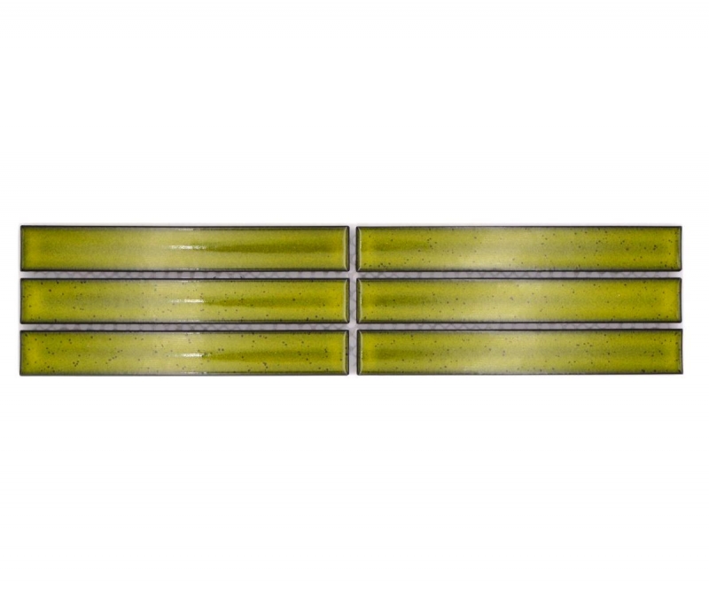 Bordure Borde Mosaïque vert clair brillant aspect baguettes Carreau de cuisine Miroir de salle de bain Mur de douche MOS24BOR-CS16_f